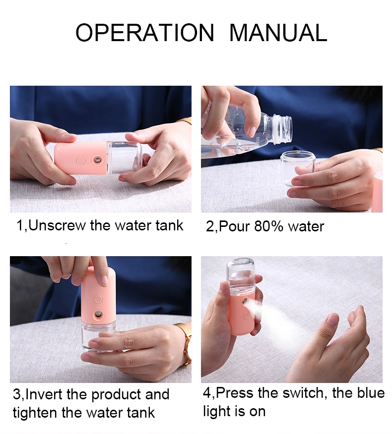 Portable Beauty 50ml Personal Cool Mist Spray Ultrasonic Air Mini USB Aroma Diffuser Facial Face Care Humidifier For Promotion